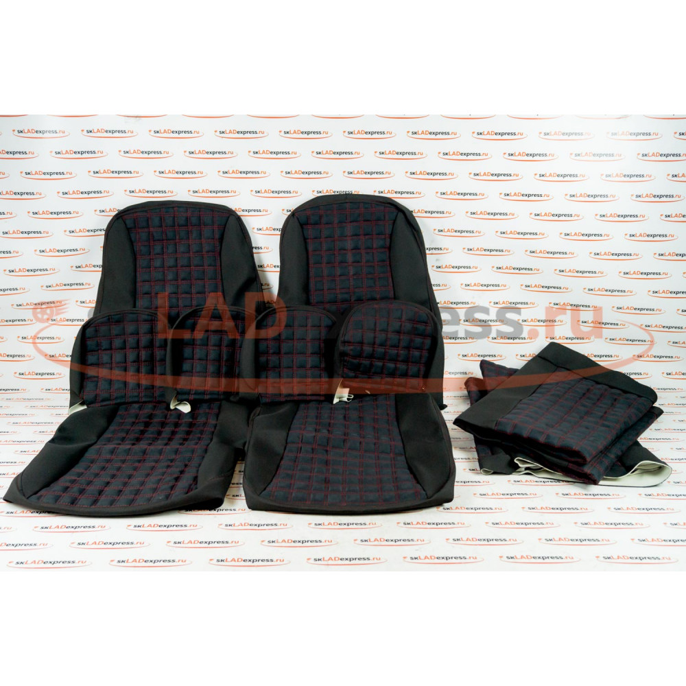 Обивка сидений (не чехлы) ткань с алькантарой (цветная строчка Ромб/Квадрат) на ВАЗ 2108-21099, 2113-2115, 5-дверная Нива 2131