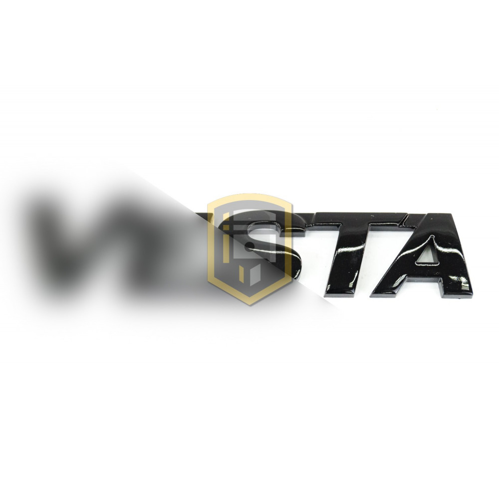 Шильдик Vesta на крышку багажника черный лак на Лада Веста