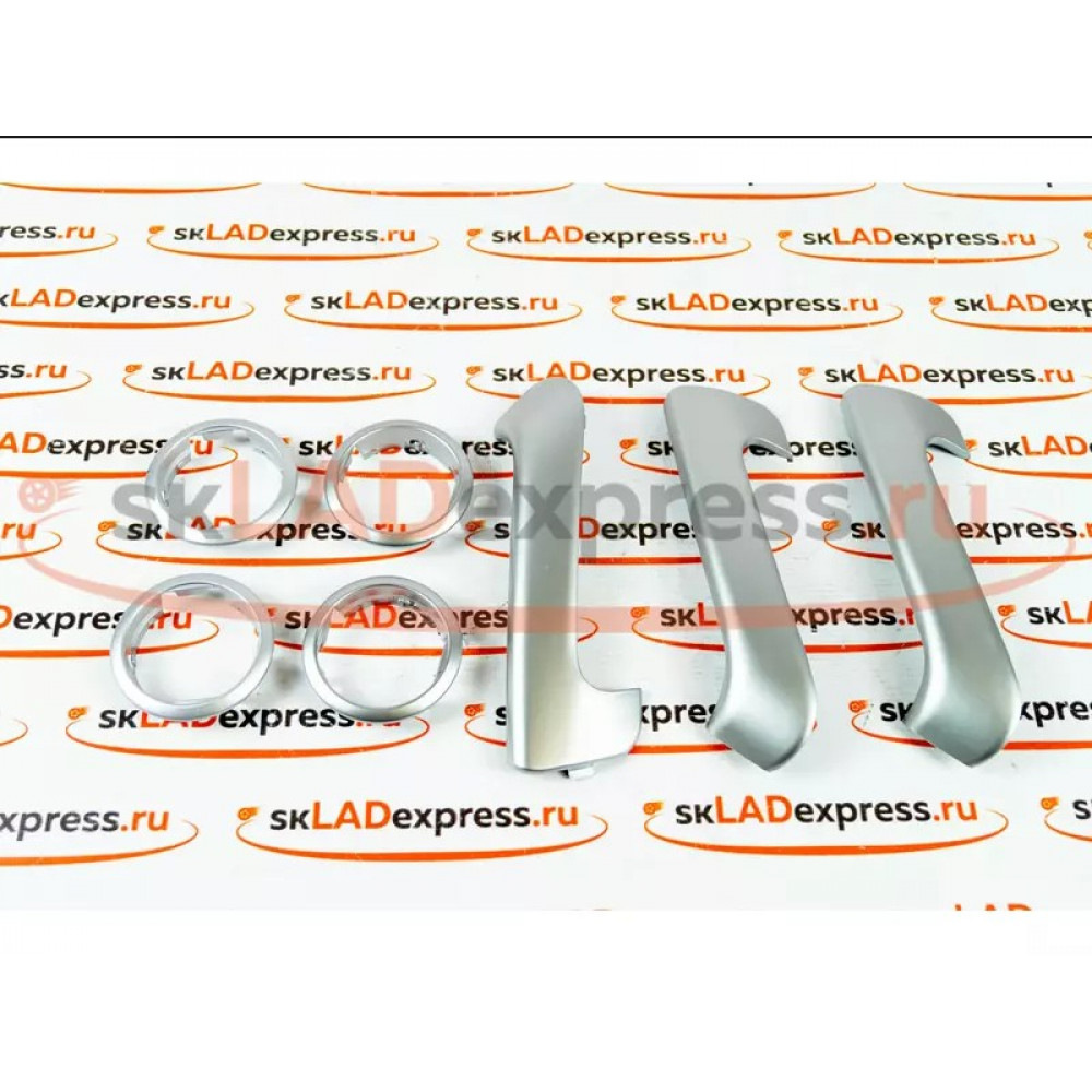 Облицовки рукояток пассажирских дверей и кольца дефлектора отопителя жидкий хром на Лада Гранта, Гранта FL, Калина 2, Датсун