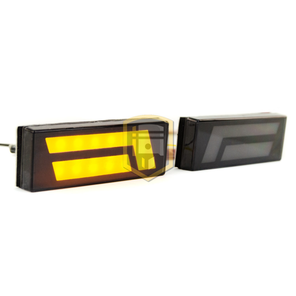 LED повторители поворотника желтые с L-образным рисунком (полосы) на Лада Нива 4х4, Легенд