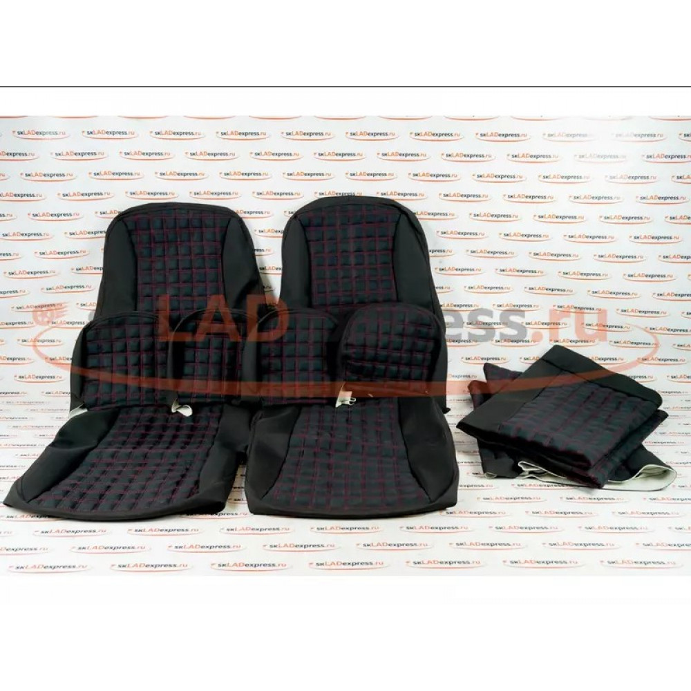 Обивка сидений (не чехлы) ткань с алькантарой (цветная строчка Ромб/Квадрат) на ВАЗ 2111, 2112