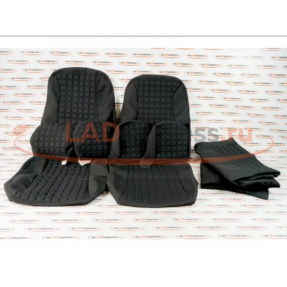 Обивка сидений (не чехлы) ткань с черной тканью 10мм (цветная строчка Ромб/Квадрат) на Лада Приора седан