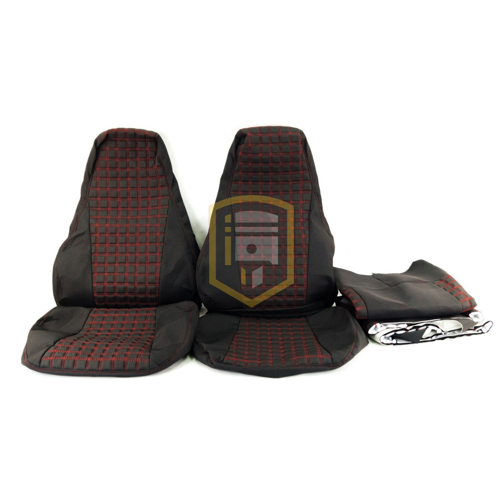 Обивка сидений (не чехлы) черная ткань на подкладке 10мм (цветная строчка Ромб/Квадрат) на ВАЗ 2107
