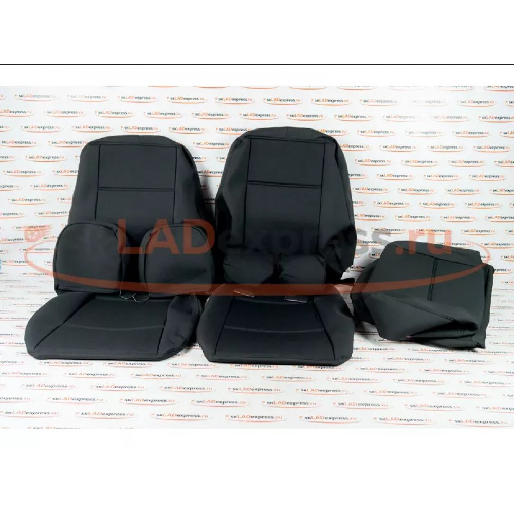 Обивка сидений (не чехлы) черная ткань (центр черная ткань 10мм) под цельный задний ряд сидений на Лада Гранта FL