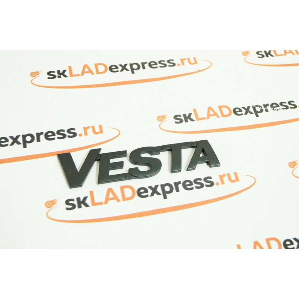 Шильдик Vesta на крышку багажника черный матовый на Лада Веста