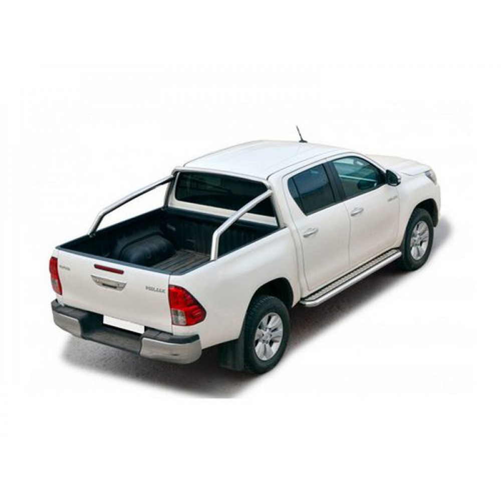Защита порогов ТехноСфера с алюм.листом d63,5 нерж для Toyota Hilux Pickup 2011-15 г.в